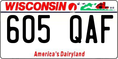 WI license plate 605QAF
