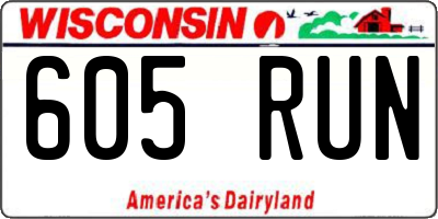 WI license plate 605RUN