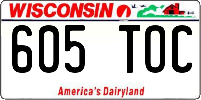 WI license plate 605TOC