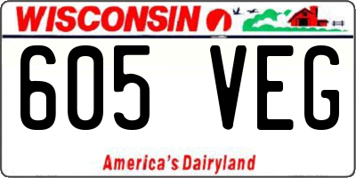 WI license plate 605VEG