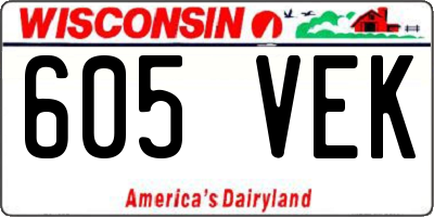WI license plate 605VEK
