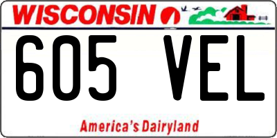 WI license plate 605VEL