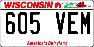 WI license plate 605VEM