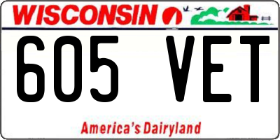 WI license plate 605VET