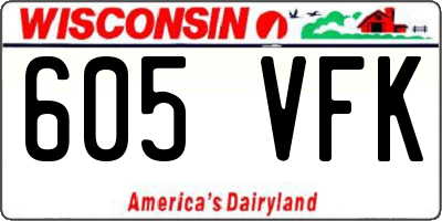 WI license plate 605VFK