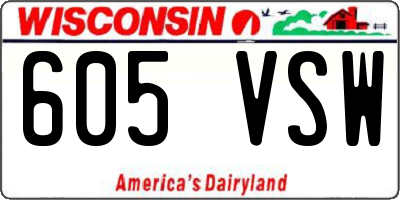 WI license plate 605VSW