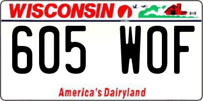 WI license plate 605WOF
