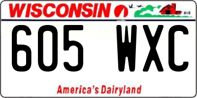 WI license plate 605WXC