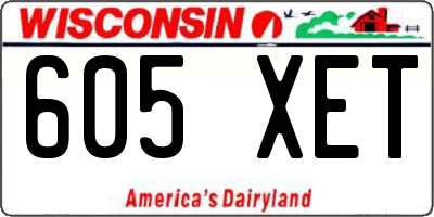 WI license plate 605XET