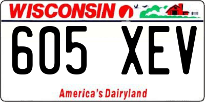 WI license plate 605XEV