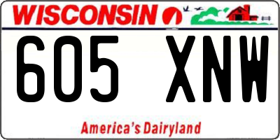 WI license plate 605XNW