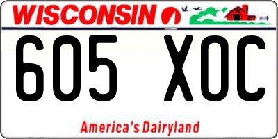 WI license plate 605XOC