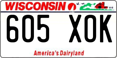 WI license plate 605XOK