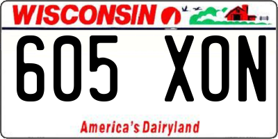 WI license plate 605XON