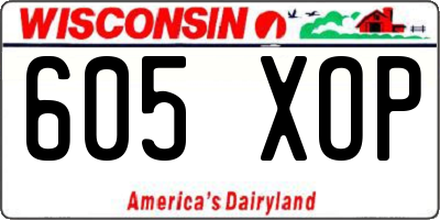 WI license plate 605XOP