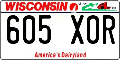 WI license plate 605XOR