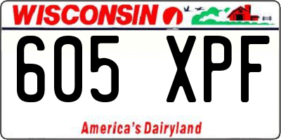 WI license plate 605XPF