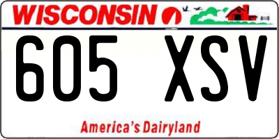WI license plate 605XSV