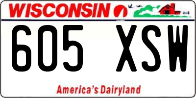 WI license plate 605XSW