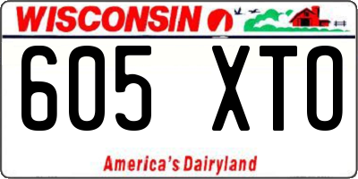 WI license plate 605XTO