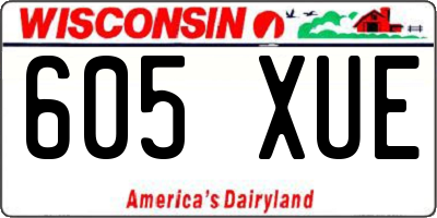 WI license plate 605XUE
