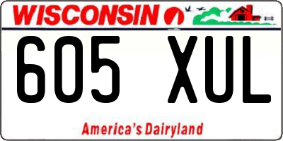 WI license plate 605XUL