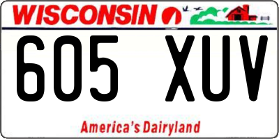 WI license plate 605XUV