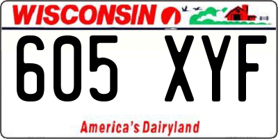 WI license plate 605XYF