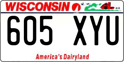 WI license plate 605XYU