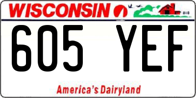 WI license plate 605YEF