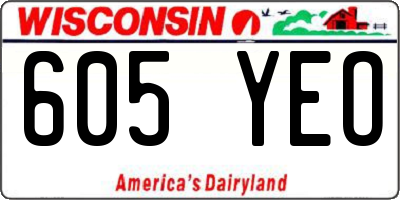 WI license plate 605YEO