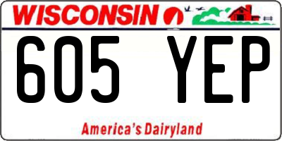 WI license plate 605YEP