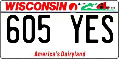 WI license plate 605YES