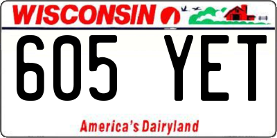 WI license plate 605YET