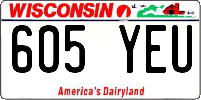 WI license plate 605YEU