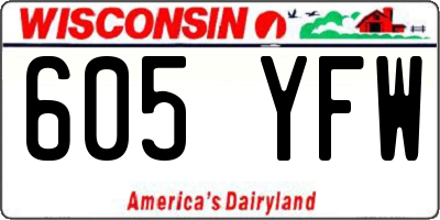 WI license plate 605YFW