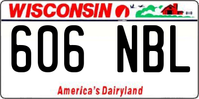WI license plate 606NBL