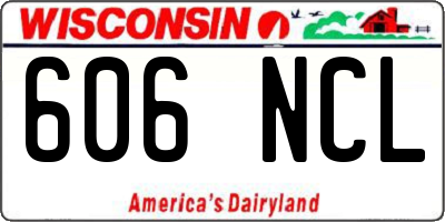 WI license plate 606NCL