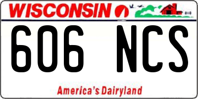 WI license plate 606NCS