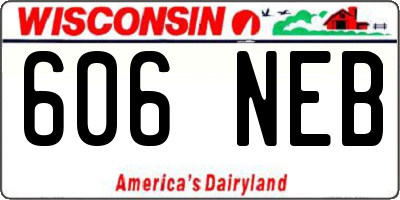 WI license plate 606NEB