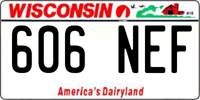 WI license plate 606NEF