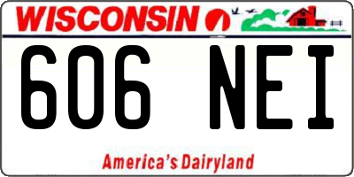 WI license plate 606NEI