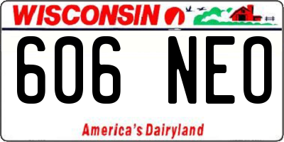 WI license plate 606NEO