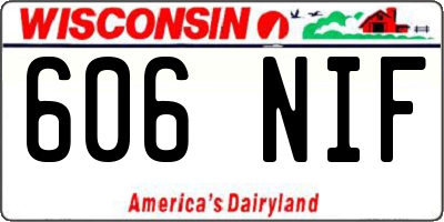 WI license plate 606NIF