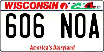 WI license plate 606NOA