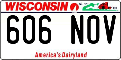 WI license plate 606NOV