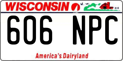 WI license plate 606NPC