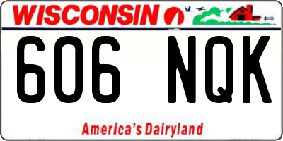 WI license plate 606NQK