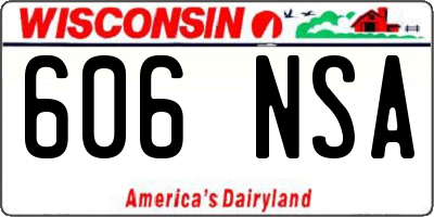 WI license plate 606NSA