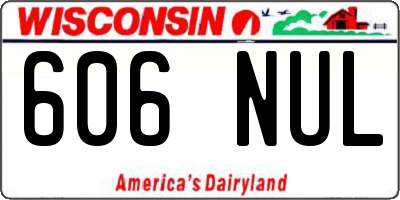 WI license plate 606NUL
